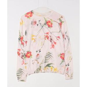 「Ted Baker」 花柄長袖ニット 2 ピンク レディース