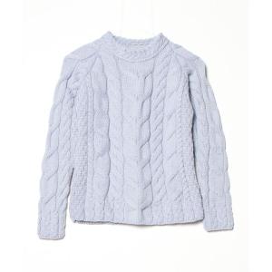 「aran WOOLLEN MILLS」 長袖ニット X-SMALL ライトブルー レディース