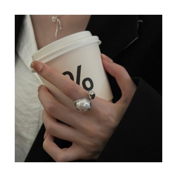 指輪 リング 華やかパールアシメトリーリング レディース