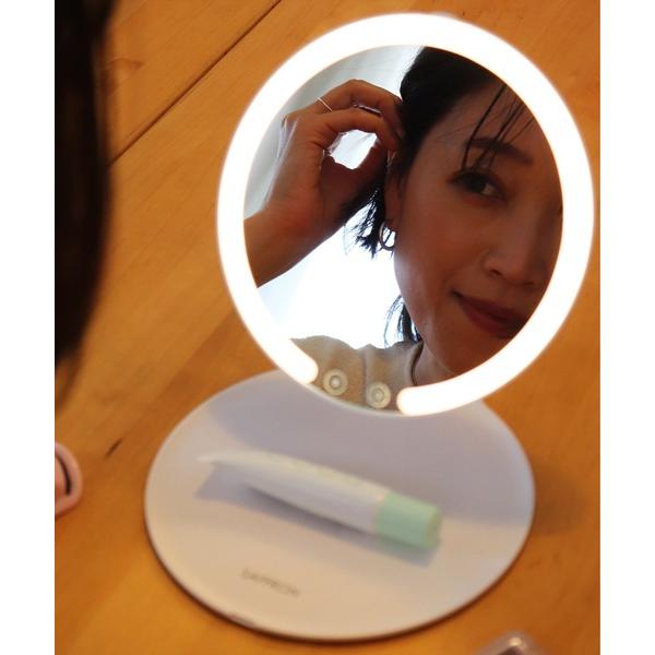 コンパクトミラー (IT)「SAFFRON」コンパクト収納 LEDライト スタンドミラー