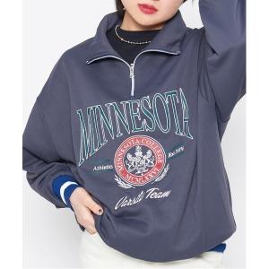 トレーナー スウェット 「spiritoso」MINNESOTAハーフジップビッグスウェットトレーナー レディース メンズ