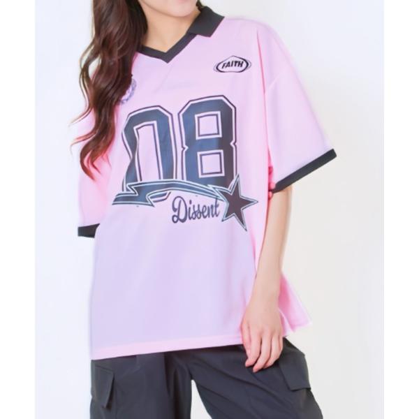 tシャツ 「襟付き×ビッグナンバリング」レディース 半袖Tシャツ オーバーサイズ 春夏秋 レディース