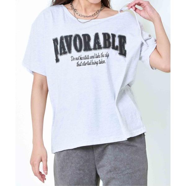 tシャツ 「ワンショル×ツイルテープ」レディース ロゴTシャツ 抜け感 トップス 夏秋 ストリート ...
