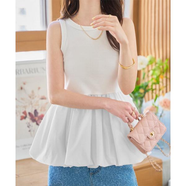 タンクトップ ノースリーブ バルーンドッキング アメスリリブトップス レディース