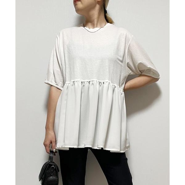 tシャツ 「Fizz/フィズ」　冷感鹿の子　パフスリーブ異素材切替えプルオーバー レディース