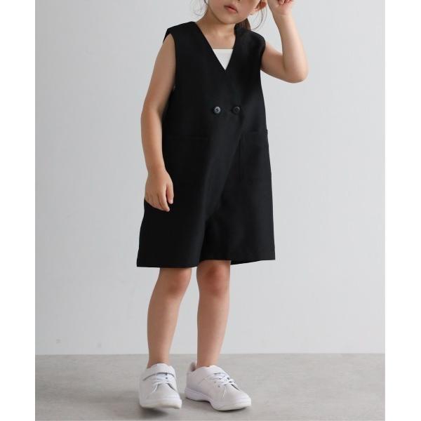 オールインワン 「3-10才対応」フロント釦リネンライクオールインワン キッズ 子供服 女の子