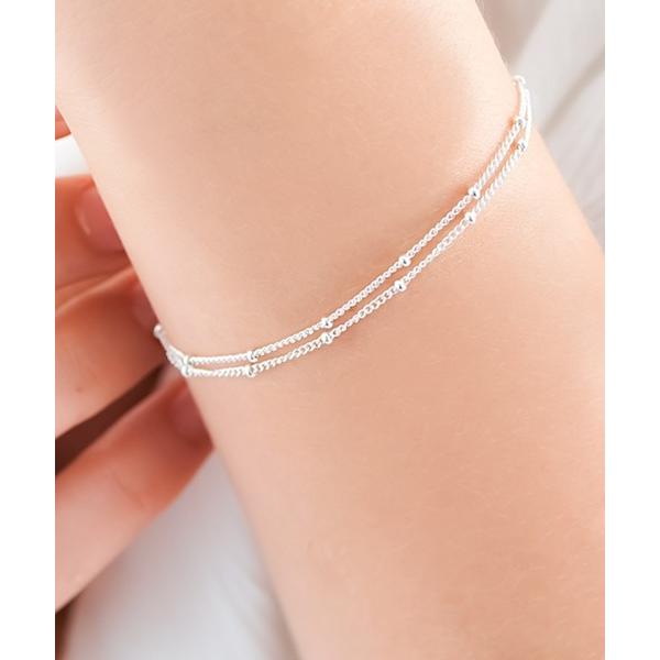 ブレスレット ドット２連華奢チェーンブレスレット レディース メンズ