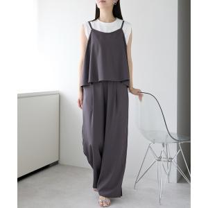 パンツ セットアップ とろみ ワイドパンツ＆キャミソール ２点セット レディース