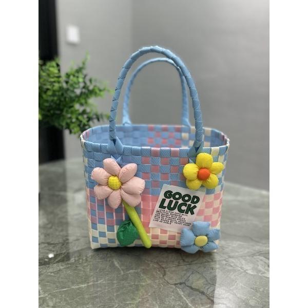 かごバッグ カゴバッグ ３色展開　可愛いカラフルかごバッグ　ショルダーバッグ