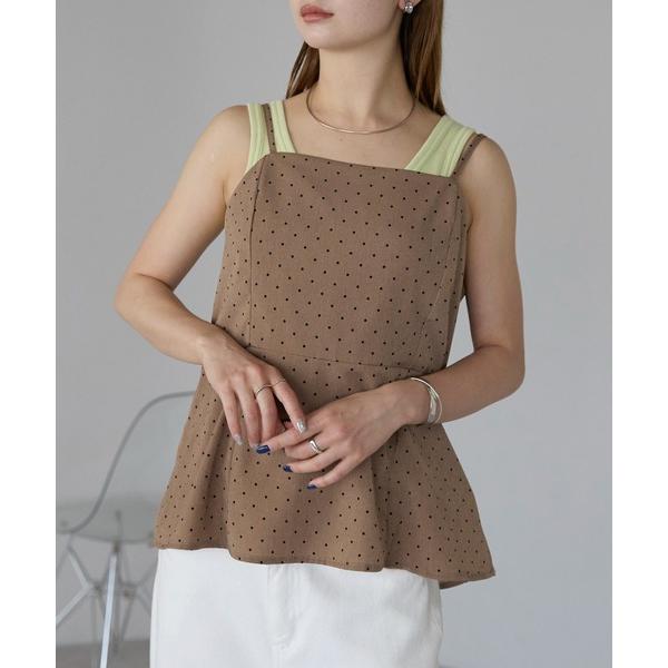 キャミソール 「セットアップ対応」ドットプリント　ビスチェ
