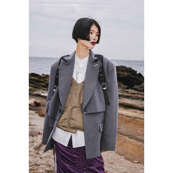 ジャケット テーラードジャケット VEST LAYERED BIG SHOULDER JK レディー...