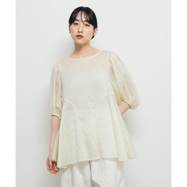 ブラウス シャツ パネルラインシアーブラウス レディース