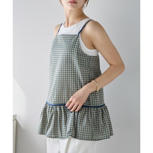 キャミソール グラフチェック　チュニックキャミソール