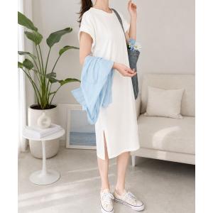 ワンピース 夏 半袖 「人気アイテム」毎日に寄り添うシンプルデザイン ゆる楽　半袖ロングTシャツワンピース