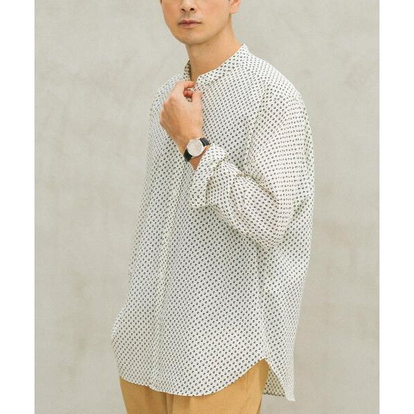 シャツ パターンデシンスタンドカラーシャツ メンズ