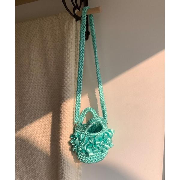 ハンドバッグ 2WAY フリフリ手編み巾着ハンドバッグ /ショルダーバッグ