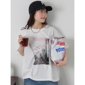 tシャツ プリントタックTシャツ レディース