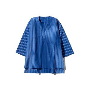 シャツ COTTON STRIPE SHIRT / CREW NECK Blue M メンズ