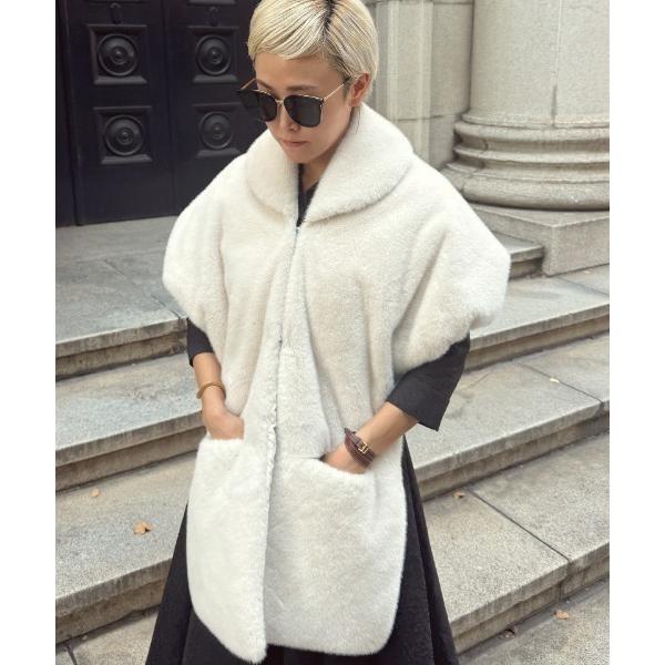 コート アウター リッチボリュームファーポンチョ レディース