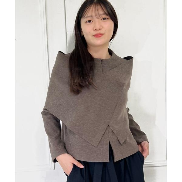 ブラウス シャツ ウールライクジャージーケープデザインプルオーバー レディース