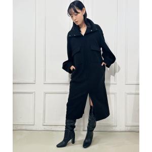 ワンピース ウールライクジャージースタンドカラーワンピース