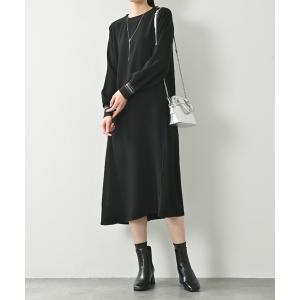 ワンピース さらさら＆とろみジャージーフレンチスリーブワンピース