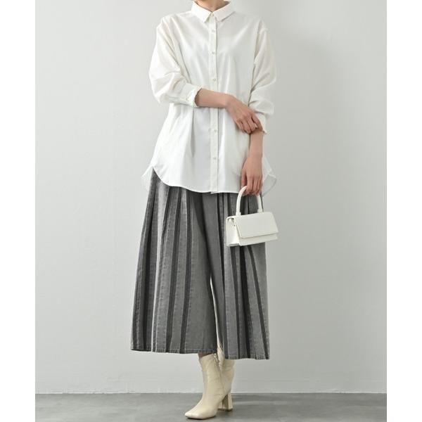 パンツ 軽量＆ソフトデニムフレアーパンツ｜デニム スカート見え 体型カバー 軽い ゆったりシルエット...