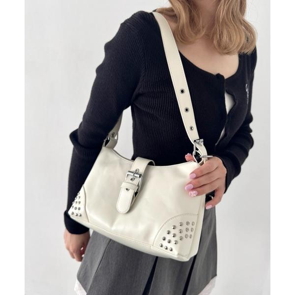 ショルダーバッグ バッグ スタッズベルトPUショルダーバッグ レディース