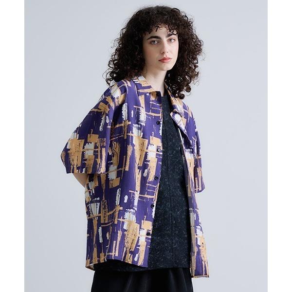 シャツ Revo. ルーズフィット USEDライクパターン セミオープンカラーシャツ メンズ レディ...