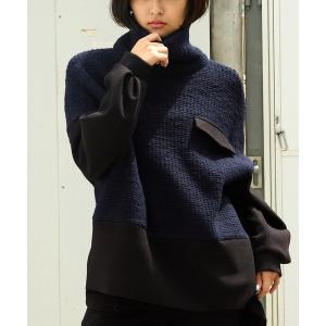 ニット セーター インポートニットリブハイネックプルオーバー レディース