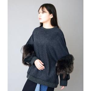 ニット セーター ウーレットシャギーフェイクファーmixプルオーバー レディース