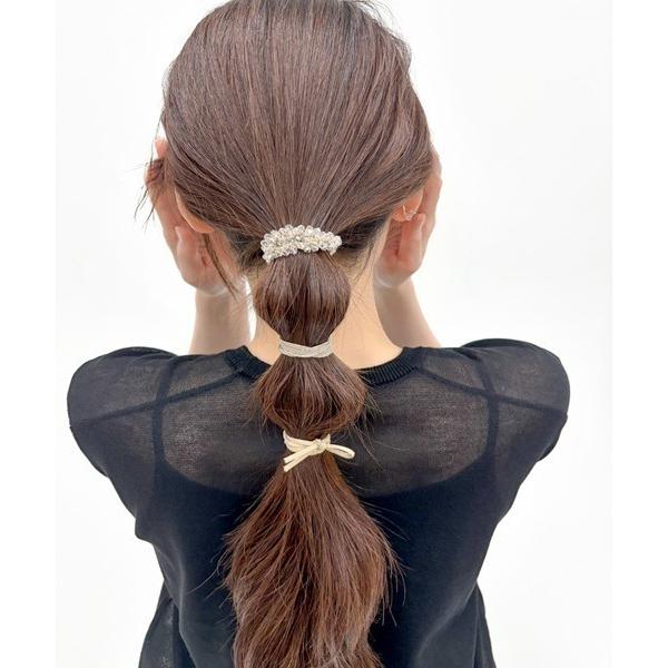 ヘアゴム ビーズ編みデザインヘアゴム「３つセット」