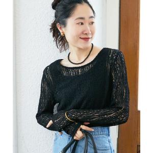 tシャツ 「手洗い可能」ストレッチレースクルーネックカットソー レディース