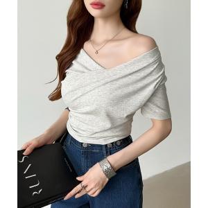 tシャツ ドレープネックロングスリーブトップス レディース : ZOZOTOWN