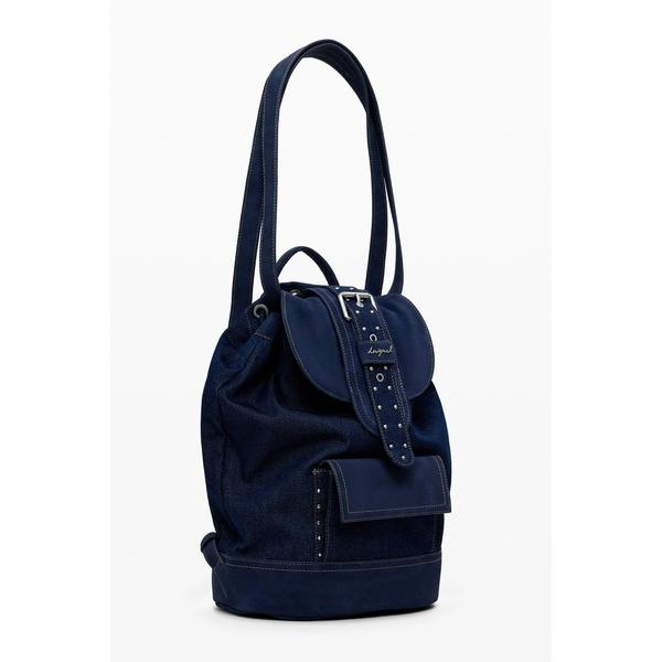 デイバック リュック ミディアムサイズのデニム巾着型コンバーチブルバックパック レディース