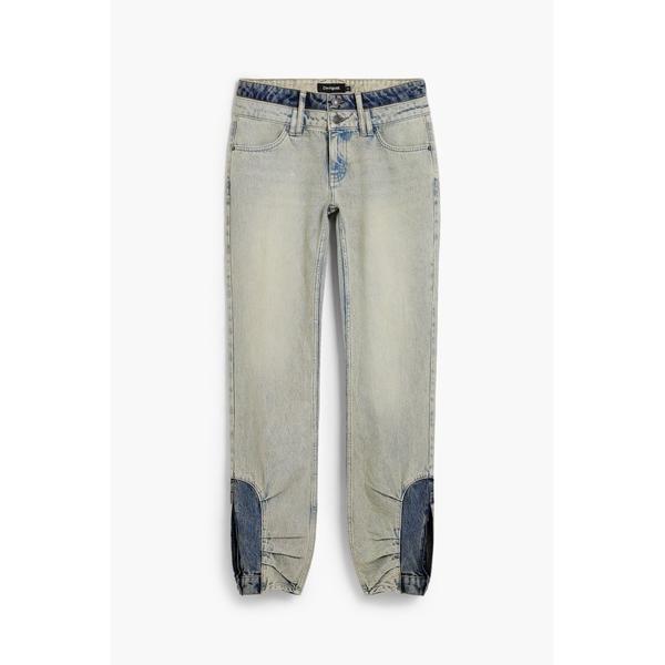 ジーンズ デニム デニムパンツ リメイク風　 アーティスティックコンビネーション デニムパンツ レデ...