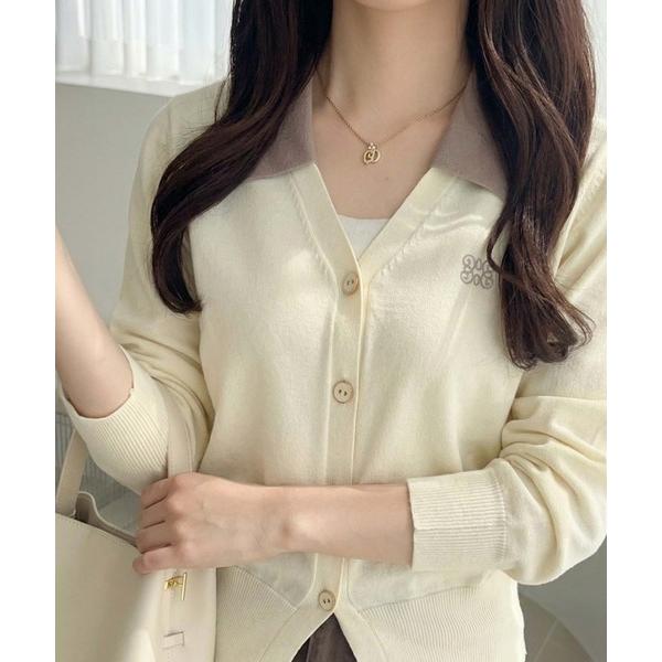 カーディガン 「mily bilet」着るだけ完成、コーデ迷子にさよなら♪胸刺繍ダブルカラーレイヤー...