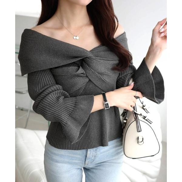 ニット セーター 「mily bilet」デコルテ美人を叶える一着♪ツイストオフショル２WAYリブニ...