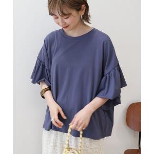 tシャツ 半袖 袖フリル半袖プルオーバー レディース