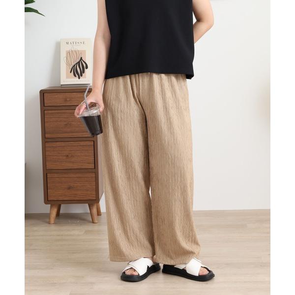 ワイドパンツ スマホショルダー パンツ je crois soi ふくれジャカード　リラックスワイド...