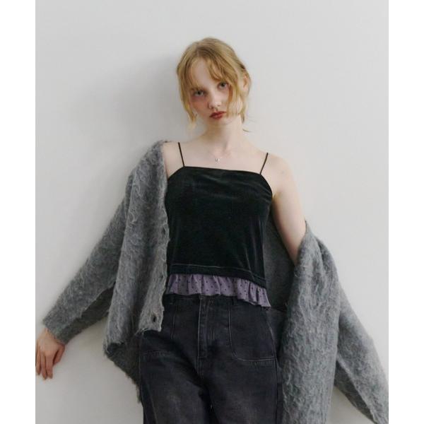 キャミソール cup in velours frill camisole / 「カップ付き」ベロアキ...