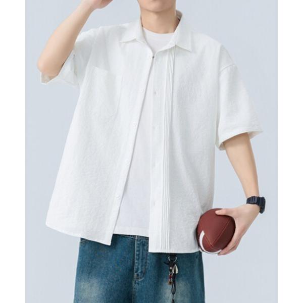 ブラウス シャツ Short-sleeved shirt with pin-tuck design ...