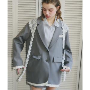 ジャケット テーラードジャケット oversized layered jacket / レイヤードデザインオーバーサイズジャケット レディース