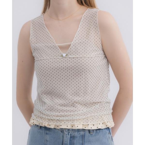 タンクトップ ノースリーブ sheer dot tank top / シアードットタンクトップ レデ...