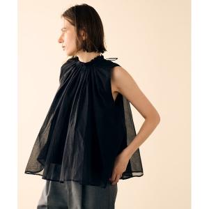 ブラウス シャツ sheer starched cotton gather blouse レディース