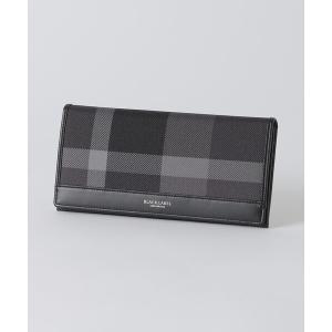 財布 トーナルクレストブリッジチェックロングウォレット メンズ