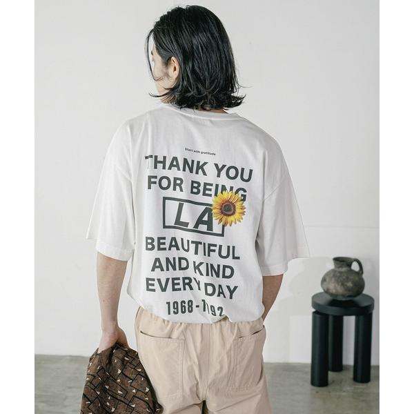 tシャツ レタリングフラワー半袖Tシャツ メンズ