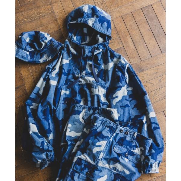 ブルゾン アウター インディゴ リップストップ カモフラージュ プリント ミリタリー スモック メン...