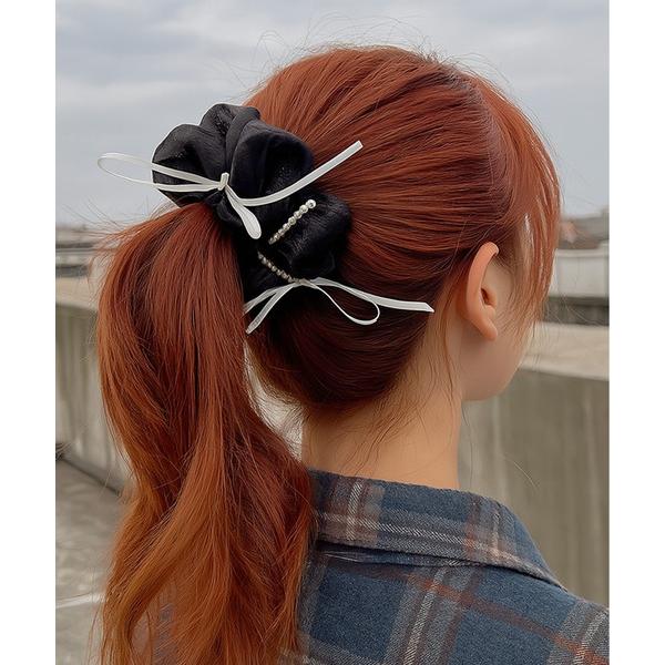 シュシュ 「M2SUQARED/エムツースクエア」シアーパールリボンシュシュ