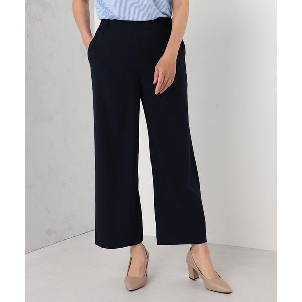 パンツ 「キレメクシリーズ」2wayストレッチ　さらっと快適　麻調ワイドパンツ（長め丈） レディース